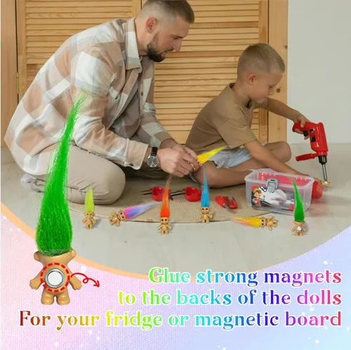 Vista 7 de 10 unidades de lindos mini imanes de muñecas de trol para nevera, mini imanes de muñeca de Trolls de la suerte para decoración de refrigerador