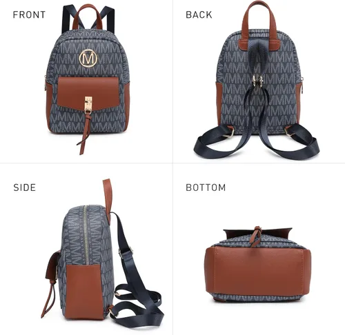 Vista 5 de MKP - Mochila pequeña para mujer, bolso de hombro con borla y dije, Azul oscuro, Mochilas Daypack