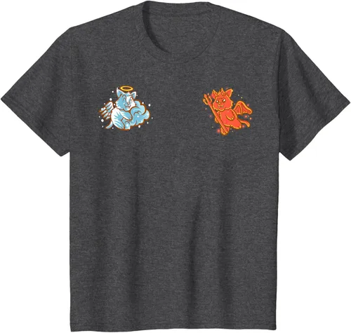 Vista 29 de Camiseta de gato ángel y diablo sentado en tu hombro Nerd Kitten, Negro