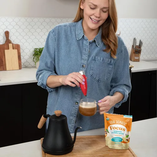 Vista 3 de Four Sigmatic Vanilla Focus - Café con leche de hongos a base de plantas con leche instantáneo orgánico con hongo de melena de león