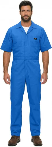 Vista 12 de Natural Uniforms Overol de manga corta con cremallera para hombre, resistente a las manchas y a las arrugas (negro, talla XS)
