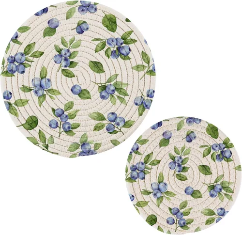 Vista 9 de susiyo Juego de 2 soportes para ollas de hortensias azules, juego de 2 soportes calientes de algodón para cocinar
