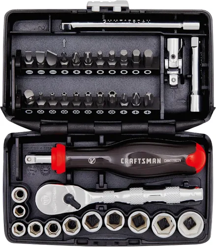 Vista 10 de CRAFTSMAN V-SERIES Juego de llaves con trinquete de perfil bajo de 80 dientes, 38 piezas poco profundas MM, accionamiento de 1/4 de pulgada
