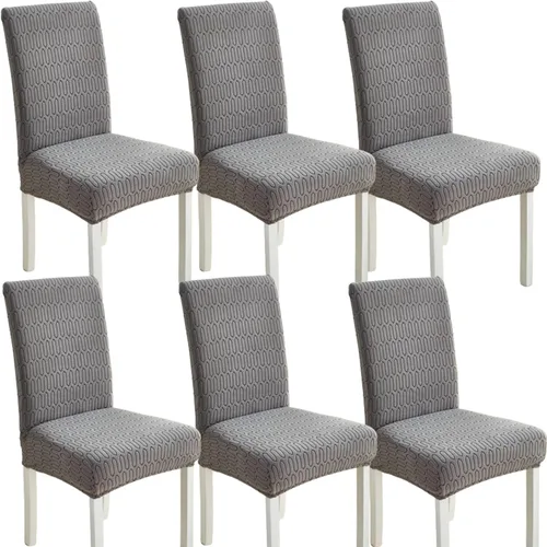 Vista 16 de Juego de 6 fundas elásticas para sillas – Fundas extraíbles para sillas de comedor, fundas protectoras de terciopelo lavables a prueba de polvo