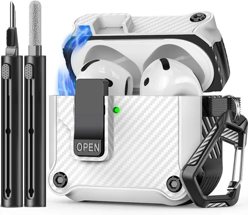 Vista 10 de Inesore Compatible con estuche para AirPods de 4ª generación, con kit de limpieza, cierre automático seguro para nueva funda de carga Airpods 4