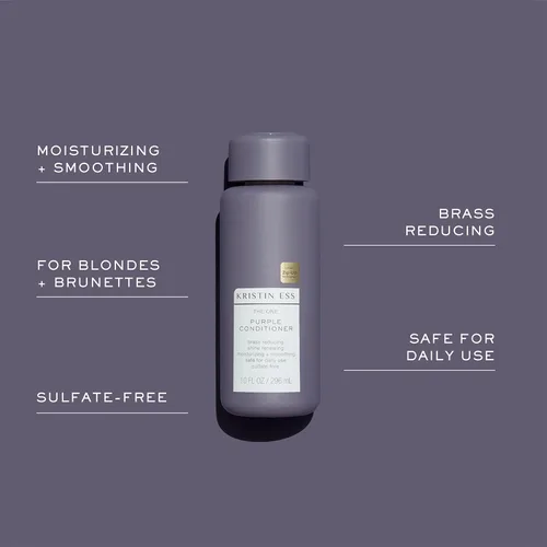 Vista 3 de Kristin Ess Hair The One - Acondicionador morado para tonificar + hidratar el cabello rubio, neutraliza los tonos latones + amarillos, sin sulfatos
