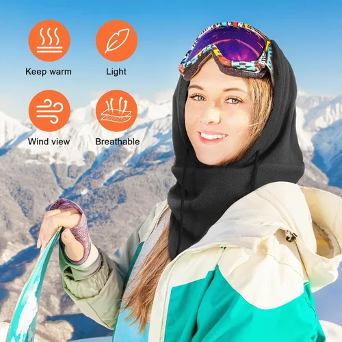 Vista 3 de Joyoldelf Máscara de esquí para hombres y mujeres, pasamontañas, máscara facial completa de invierno, máscara deportiva transpirable