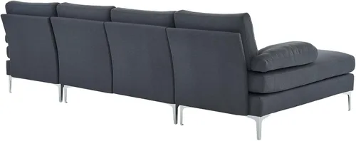 Vista 7 de Karl home - Sofá seccional de 110 pulgadas en forma de U, 4 asientos, color gris Double Chaise, Linen Fabric Upholstered, Metal Legs, Room