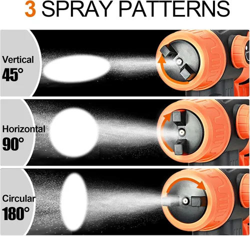 Vista 4 de Pulverizador de pintura inalámbrico para batería Black&Decker de 20V, pistola de pintura manual con 3 patrones de pulverización y 4 boquillas, ideal