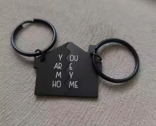 Vista 3 de Llavero para parejas, 2 unidades, con texto en inglés "You Are My Home" para parejas, novia, novio, amigo, regalo