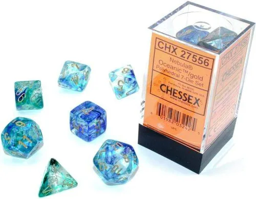 Vista 2 de Chessex Nebulosa Poliédrico Rojo/Plata w/Luminary 7-Die Set