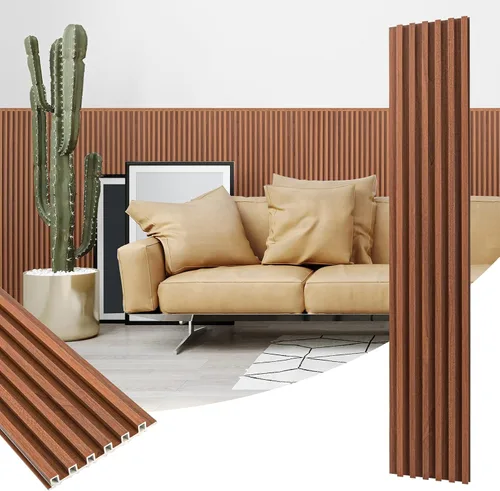 Vista 9 de Paneles de revestimiento de pared de listones de madera, paquete de 3 paneles de pared 3D de WPC insonorizados para decoración de pared