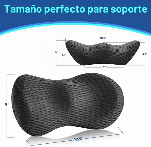 Vista 5 de Almohada de apoyo lumbar para silla de oficina, almohada lumbar de automóvil, cojín de respaldo de espuma viscoelástica con malla 3D transpirable