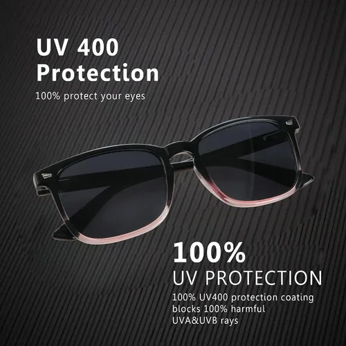 Vista 3 de 3 Pack Sunglasses for Men and Women, UV Protection Outdoor Glasses Vintage Square Full Frame