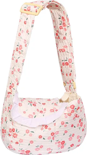 Vista 7 de Transportador floral para perros y gatos pequeños, 3-10 libras Floral rojo