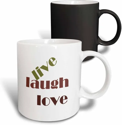 Vista 13 de 3dRose Live Laugh Love - Taza de dos tonos, 11 onzas, color negro