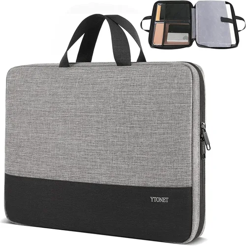 Vista 27 de Ytonet Funda profesional para transportar laptop de 13 a 13.3 pulgadas, delgada, con asas, resistente al agua, compatible con laptops MacBook Air