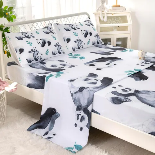 Vista 4 de CVHOUSE Panda - Juego de sábanas bajeras de tamaño individual, juego de ropa de cama para niños y niñas, bonito juego de sábanas, 1 sábana encimera