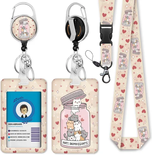 Vista 20 de Cordones negros para insignias de identificación, soporte retráctil para insignias de trabajo, cordón con soporte para tarjeta de crucero, llavero