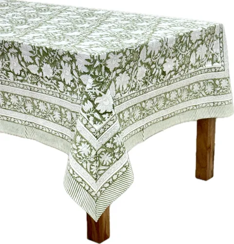 Vista 55 de ATOSII Amalfi - Mantel redondo de verano 100% algodón, estampado en bloques, para comedor, bodas, exteriores, fiestas, I Grand Millenial Farmhouse