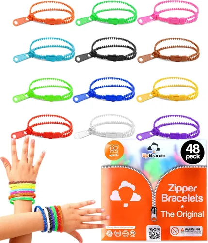Vista 12 de UpBrands Paquete de 12 pulseras azules con cremallera de 7 pulgadas, recuerdos de fiesta inspirados en el océano para el Día Mundial de los Océanos