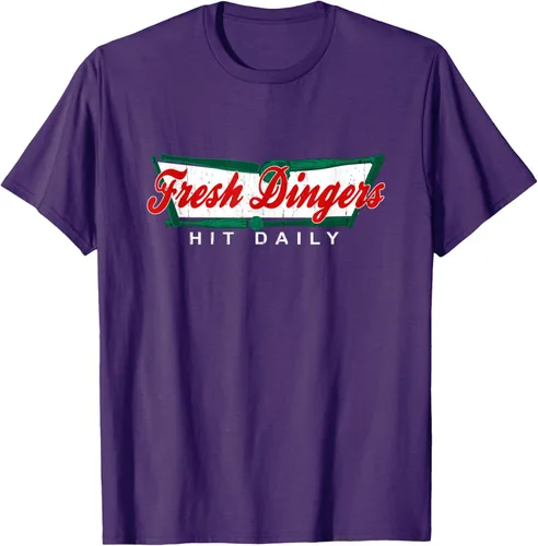 Vista 98 de Camiseta divertida de béisbol y softbol Don't Bunt Hit Fresh Dingers, Negro
