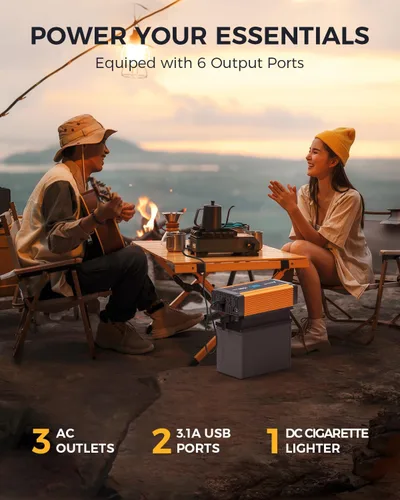 Vista 6 de Ampeak Inversor de potencia de 1500 W, 6.2 A, puertos USB duales, 3 salidas AC, inversor de corriente continua de 12 V a CA 110 V, puerto