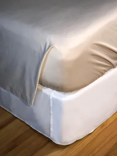 Vista 3 de Effortless Bedding - Sábana bajera semiajustable patentada, 100% algodón egipcio Giza, algodón de fibra extra larga (ELS), tejido satinado de 500