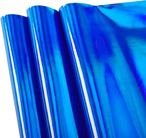 Vista 2 de HGUAN Tela de vinilo holográfica de 7.8 x 53 pulgadas, 1 rollo de hojas de piel sintética adecuadas para lazos, aretes de cuero y otros artículos