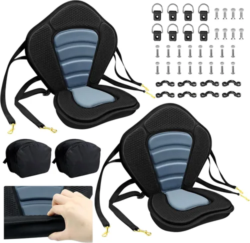 Vista 8 de Asiento de kayak acolchado de lujo para barco de pesca, asiento de canoa sentado en la parte superior, cómodo soporte de respaldo universal