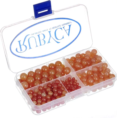 Vista 5 de RUBYCA Natural negro lava piedras preciosas redondas sueltas cuentas organizador caja de plástico fabricación de joyas mezcla tamaños
