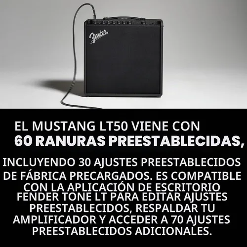 Vista 5 de Fender Mustang LT50 - Amplificador de guitarra, 50 vatios, con 2 años de garantía, 30 efectos preestablecidos con interfaz de audio USB