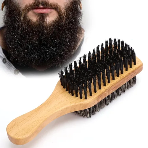 Vista 8 de Cepillo de barba de madera para bigote,Cepillo de barba de doble cara,Cepillo profesional para barba Brochas de afeitadoAccesorios de afeitado