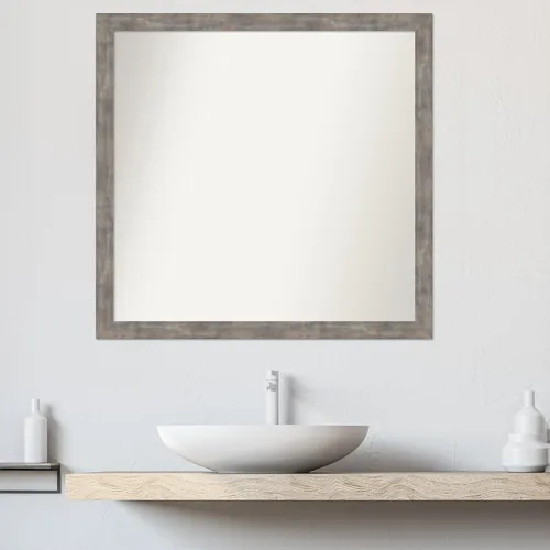 Vista 235 de Amanti Art Silver Bathroom Mirror for Over Sink, 26x35 Custom Made Marred Pewter Rectangle Vanity Mirror, Large Casual Wood Frame, Hangs Horizonally