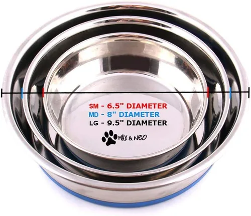Vista 6 de Pack de cuencos para perros de acero inoxidable antideslizantes de Max and Neo