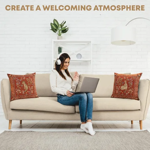 Vista 6 de Charlotte Home Furnishings - Fundas de almohada para sofá de 14 x 14 pulgadas, funda de almohada de tapiz para sala de estar, fundas decorativas