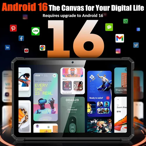 Vista 6 de WT1 Pro 2026 5G Tablet resistente Android 16, 2K 11" 120Hz 33W 20080mAh tableta impermeable, 32GB+256GB/2TB Tabletas al aire libre, 64MP+16MP+20MP