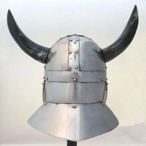 Vista 3 de RedSkyTrader Casco vikingo con cuernos para hombre, talla única, color plateado, ACERO