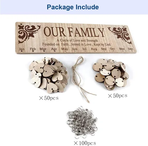 Vista 7 de Regalos de cumpleaños para abuela, tablero de calendario de cumpleaños familiar de madera para registrar cumpleaños, regalos de cumpleaños del día