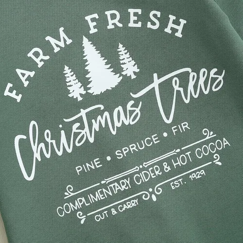 Vista 5 de BULINGNA Mameluco de Navidad para bebés, niños y niñas, diseño de árbol de Navidad, estampado de letras para otoño e invierno