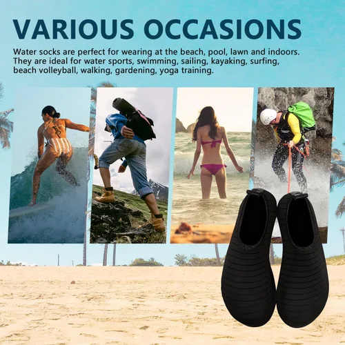 Vista 5 de Valennia Zapatos de agua descalzos de secado rápido, calcetines de yoga para playa, natación, surf, ejercicio para mujeres y hombres