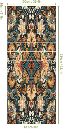 Vista 2 de Brebasf - Calcomanías decorativas abstractas de William Morris, diseño floral, arte estético rústico, acuarela, temática floral de primavera