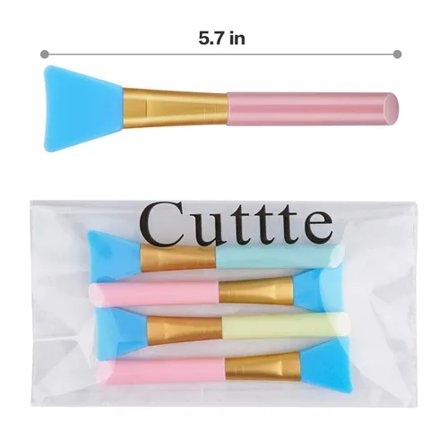 Vista 6 de Cuttte 4 aplicadores de máscara facial de silicona, aplicador de máscaras faciales flexibles, herramientas hidratantes sin pelo, cepillos faciales