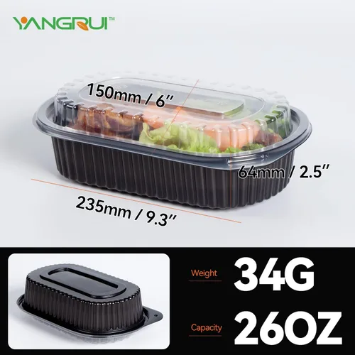 Vista 3 de YANGRUI Envases para llevar, paquete de 45 unidades con envoltorio retráctil de 26 oz, envases reutilizables para preparar comidas lavables a