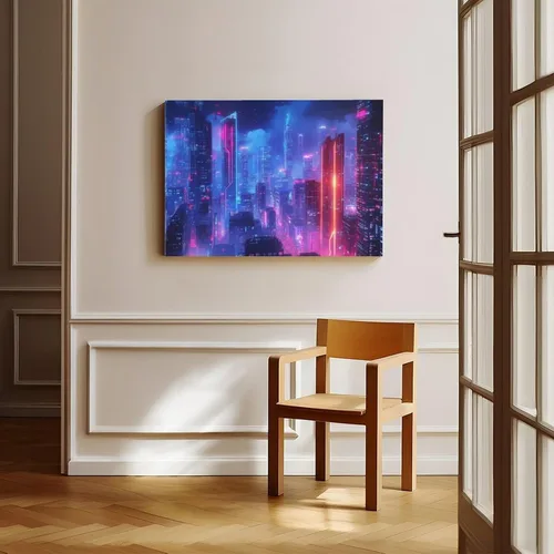 Vista 8 de ZMLIS Dreamy Neon Cyberpunk Poster, Retro Futuristic Wall Art Print, Niche Urban Night City Home Decor Canvas Poster Bedroom Decor Sports Landscape
