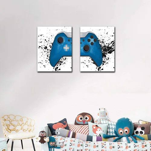 Vista 4 de Lienzo para videojuegos, arte de pared para sala de juegos, impresión de consola de juegos, cuadros de videojuegos, cuadros de pared, pintura
