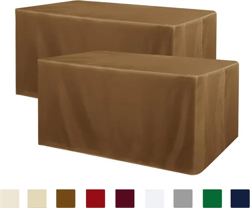 Vista 34 de Obstal Paquete de 2 manteles negros ajustables para mesas rectangulares de 4 pies, resistente al agua, lavable, tela de poliéster