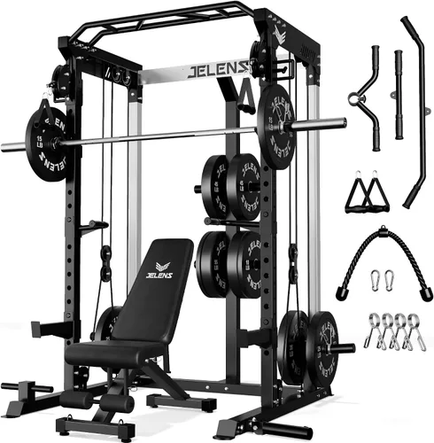Vista 16 de C21 Power Cage 2000LBS Multi-Function Power Rack with Independent Dual Pulley System, All-in-One Squat Rack for Cable Crossover, Home Gym Workout