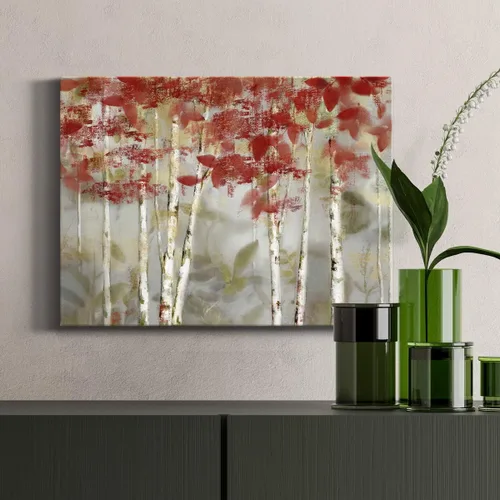 Vista 4 de Renditions Gallery Arte de pared de bosque otoñal, decoración de lienzo premium envuelto en galería, listo para colgar, 12L x 8A, impresión hecha