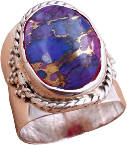 Vista 16 de Anillo de plata de ley 925 con piedras preciosas ovaladas auténticas, hecho a mano, hermoso regalo de Navidad para ella